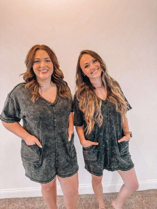 RTS VINTAGE WASHED ROMPER BLACK