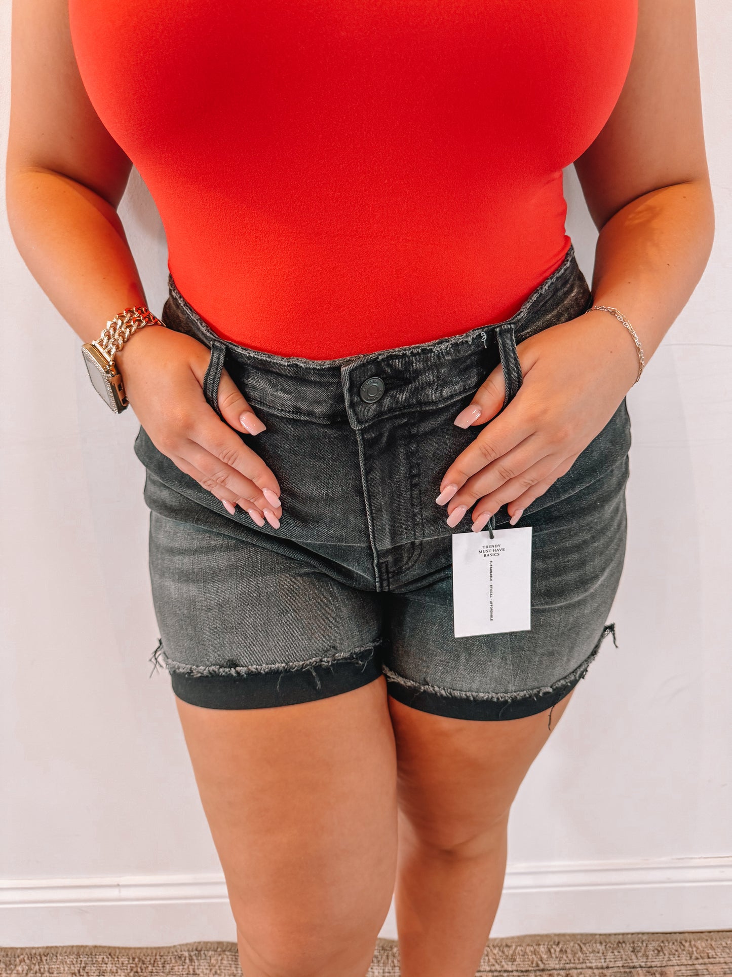 RTS BLACK DENIM SHORTS PLUS